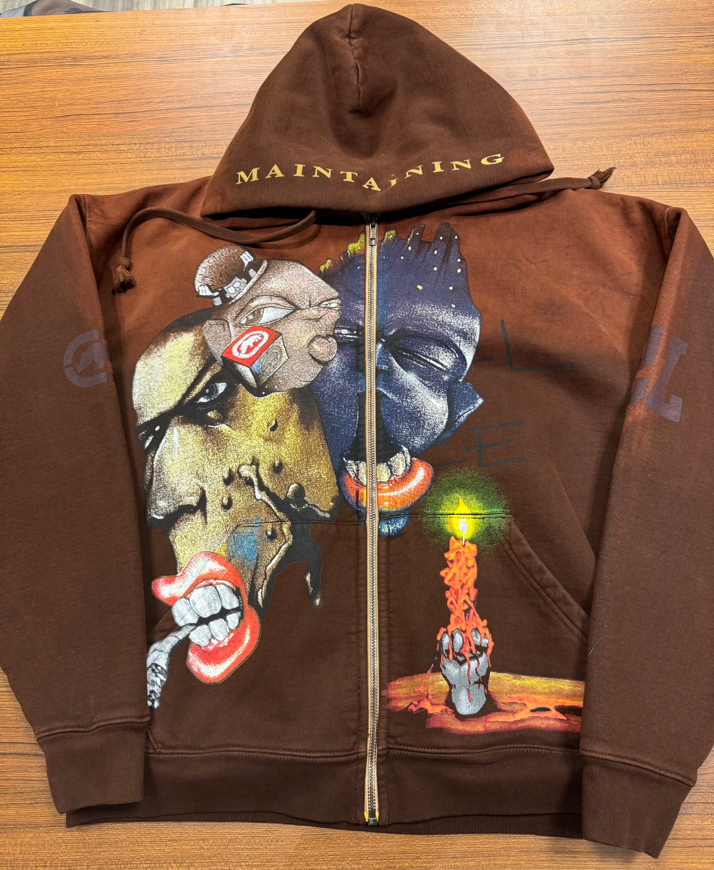 Travis Scott x WWE Mankind Zip Up Hooded Sweatshirt Black