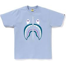 BAPE Silver Zip Shark Tee Baby Blue