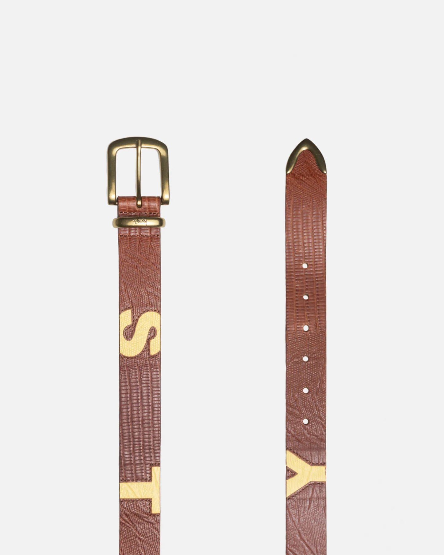 Stussy Lizard Texture Underlay Belt Cognac