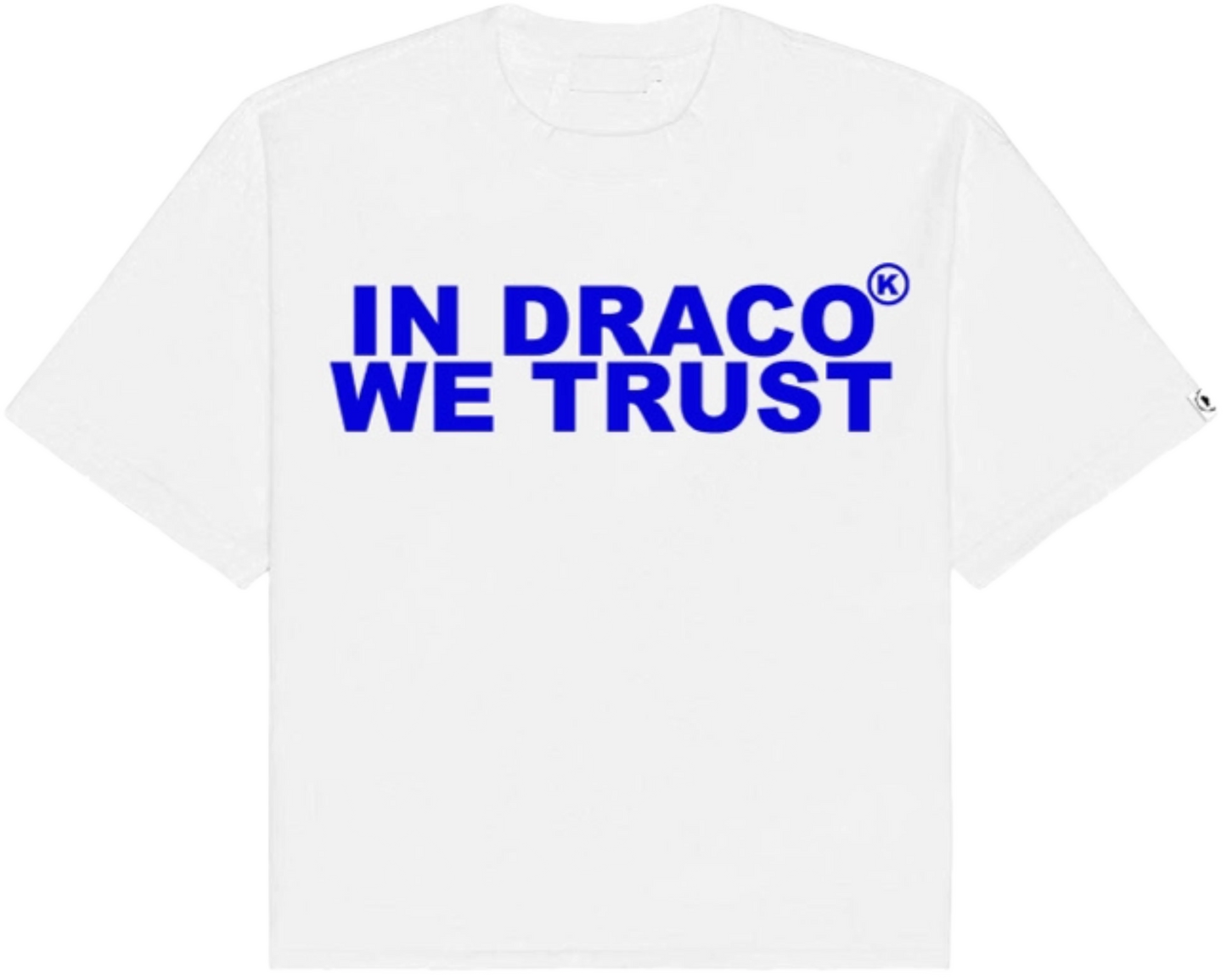 In Draco We Trust White Blue Tee