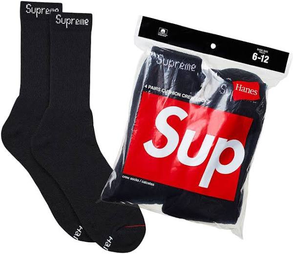 Supreme Hanes Socks (4 Pack) Black