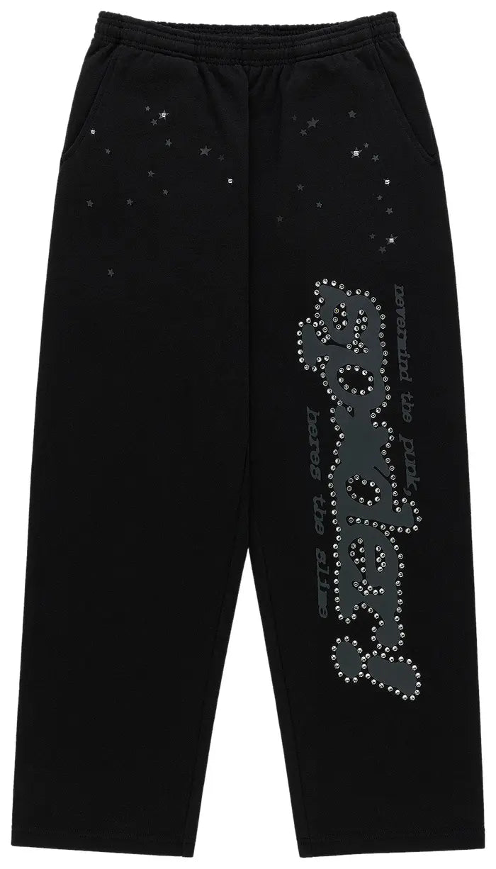 Sp5der Rhinestone Punk V2 Sweatpant 'Black'