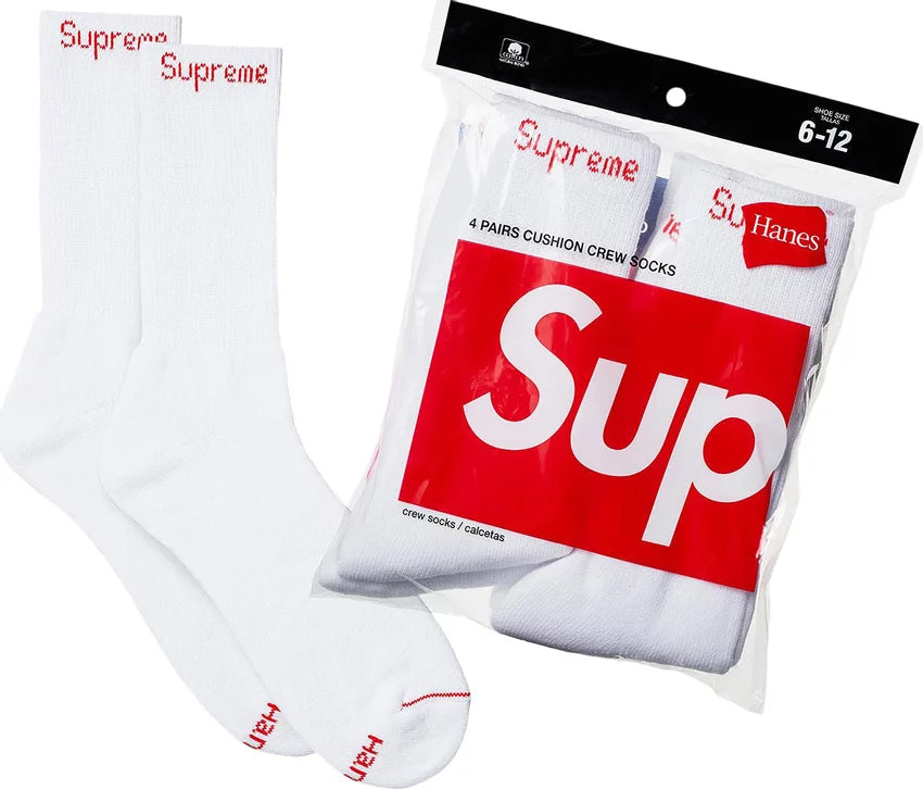 Supreme Hanes Socks (4 Pack) White