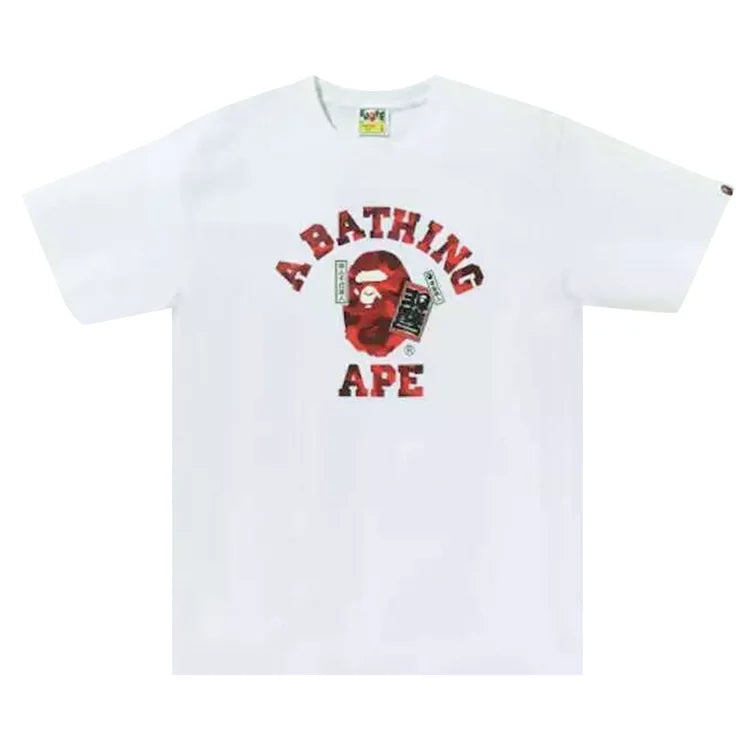 A Bathing Ape 30th Anniversary Red Camo Ape Head Tee(White)