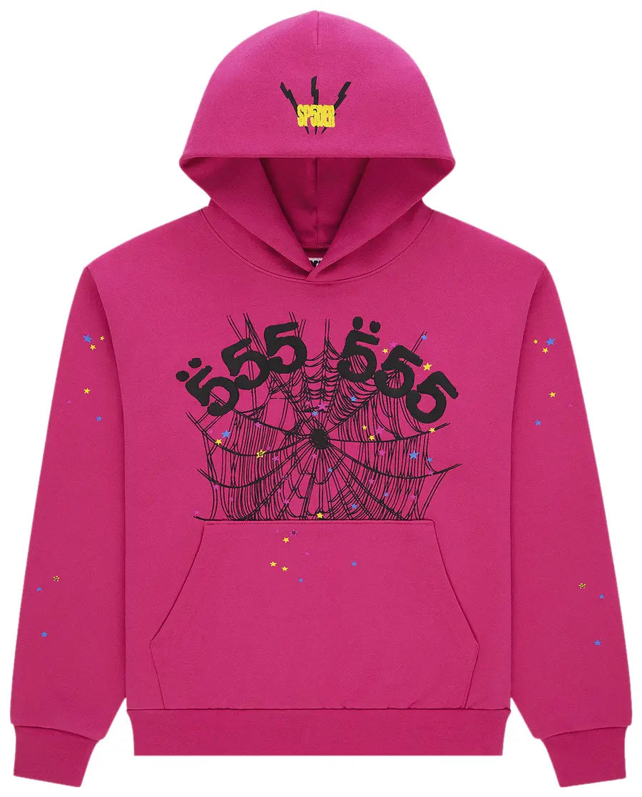 Sp5der 555 Pink Angel Number Beluga Hoodie