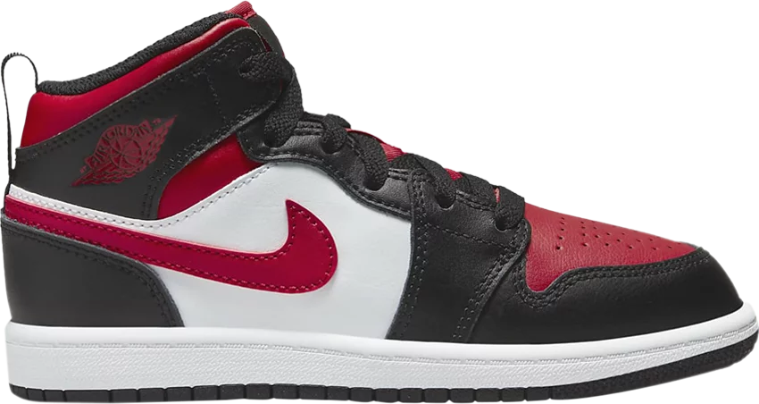 Jordan 1 Mid Black Fired Red (PS)