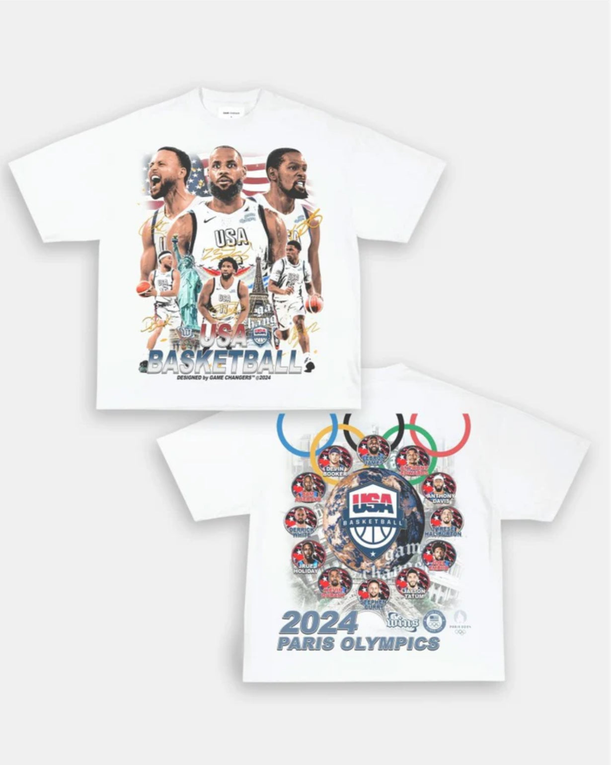 Game Changer 2024 USA Basketball Team V2 Tee White