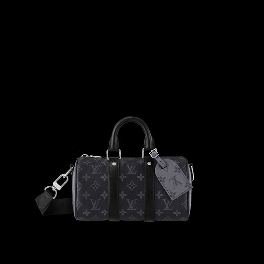 Louis Vuitton Monogram Eclipse Keepall Bandouliere 25(Black)~BC