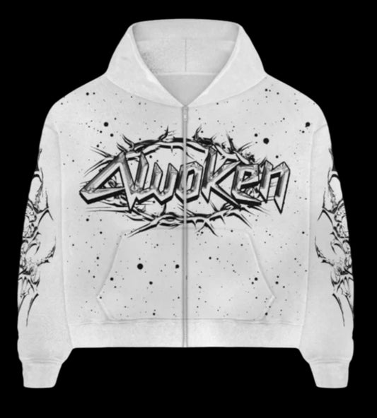 Awoken Dreams Chrome White Zip Up Sweatsuit