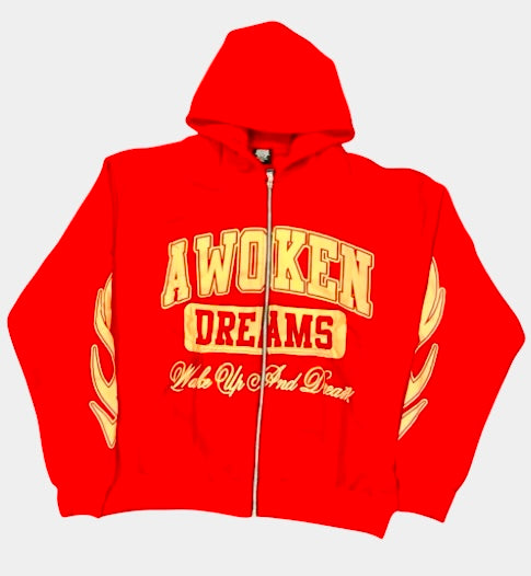 Awoken Dreams Wake Up and Dream Zip Up Sweatsuit Orange