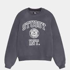 Stussy Overlock Varsity Raglan Crew Washed Black