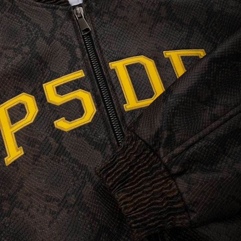 Sp5der Snake Leather Varsity Bomber Jacket
