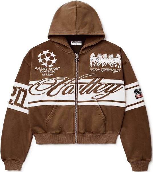 Vale Forever Cursive Brown Zip Up Hoodie