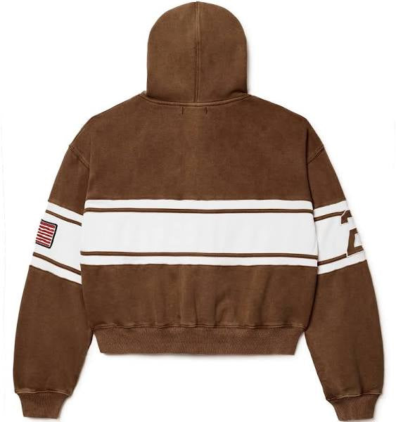 Vale Forever Cursive Brown Zip Up Hoodie