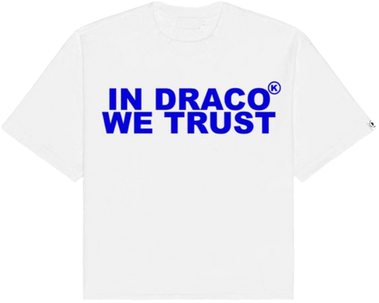In Draco We Trust White Blue Tee