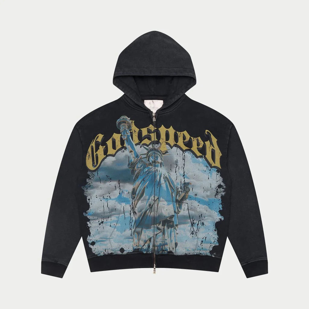 Godspeed Eiffel Tower Zip Up Hoodie Black