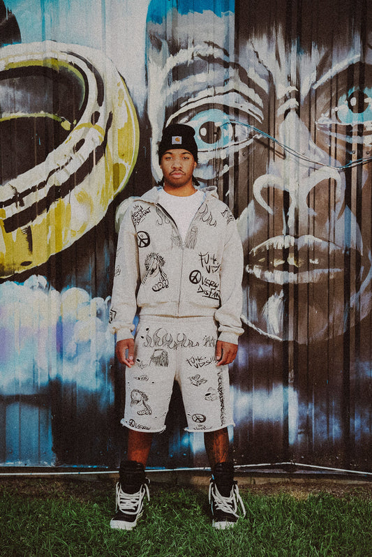 Very Distant Grey Zip Up Suit