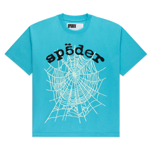 Sp5der OG Web V2 Tee Cyan