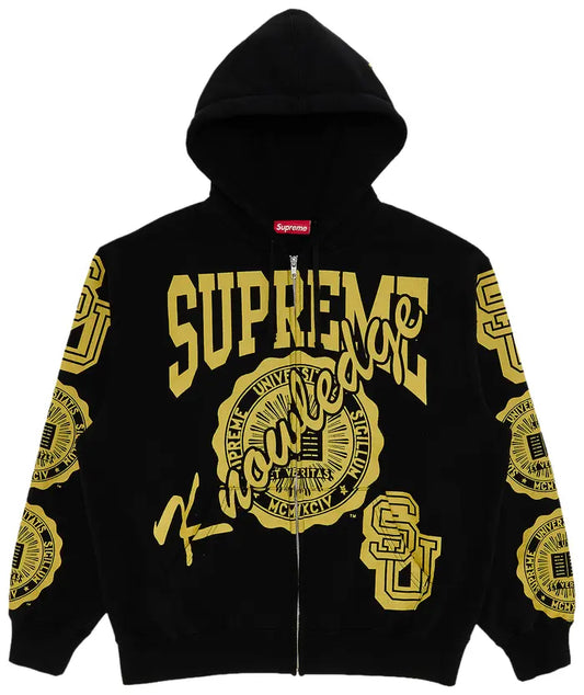 Supreme Knowledge Reigns Zip Up Hooded Sweatshirt Black