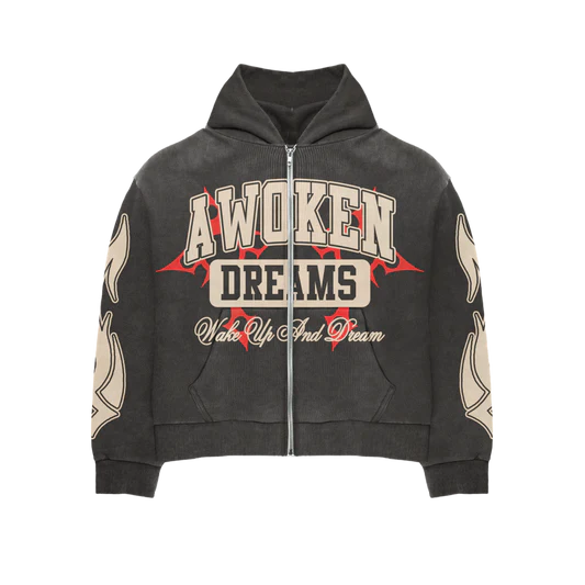 Awoken Dreams Wake Up and Dream Acid Zip Up Sweatsuit Mocha