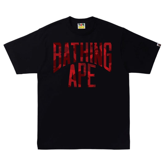 A Bathing Ape Men Color Camo A NYC Logo Tee Black Red