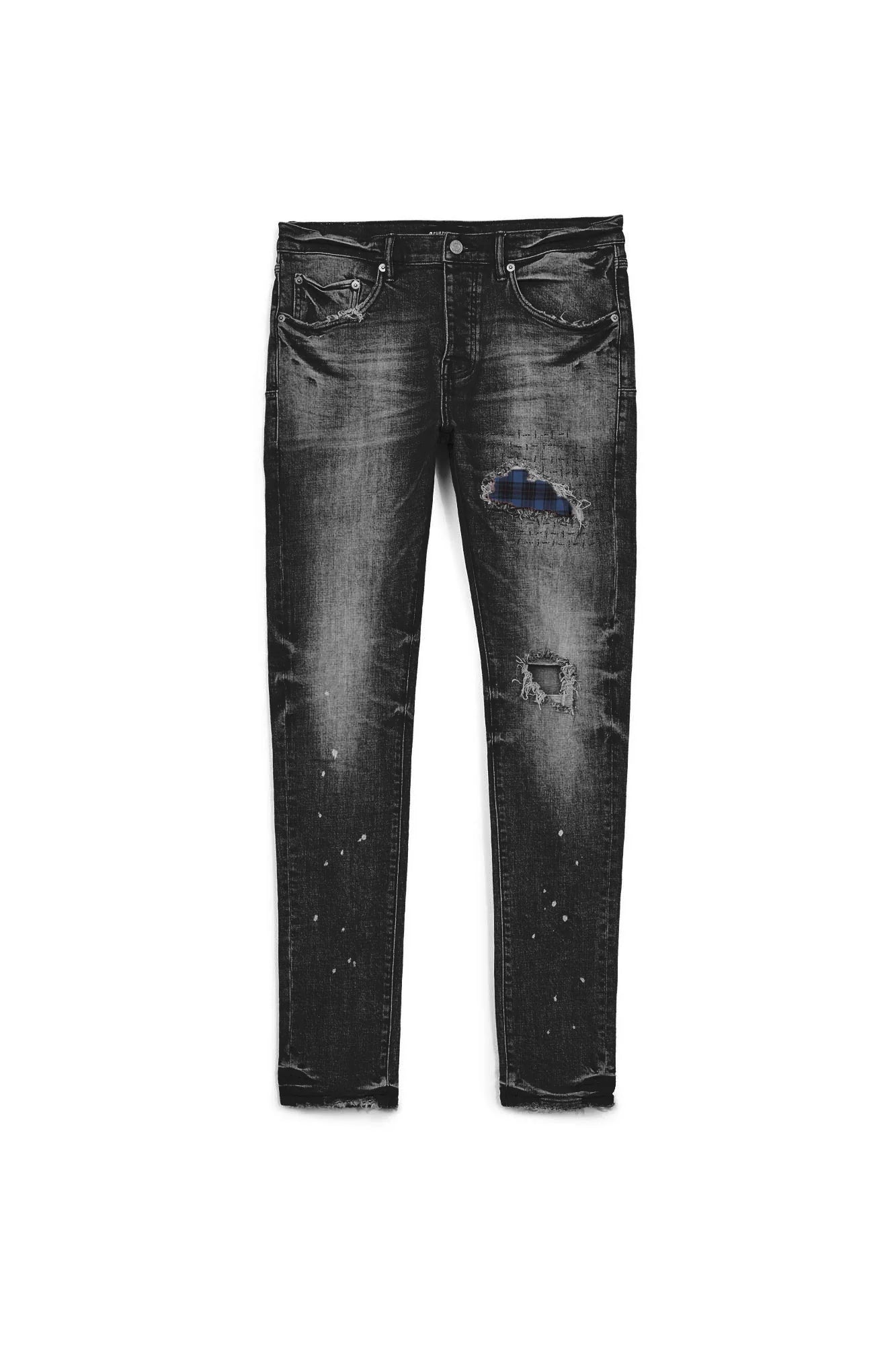 PURPLE BRAND Skinny Plaid Patch 'Black'