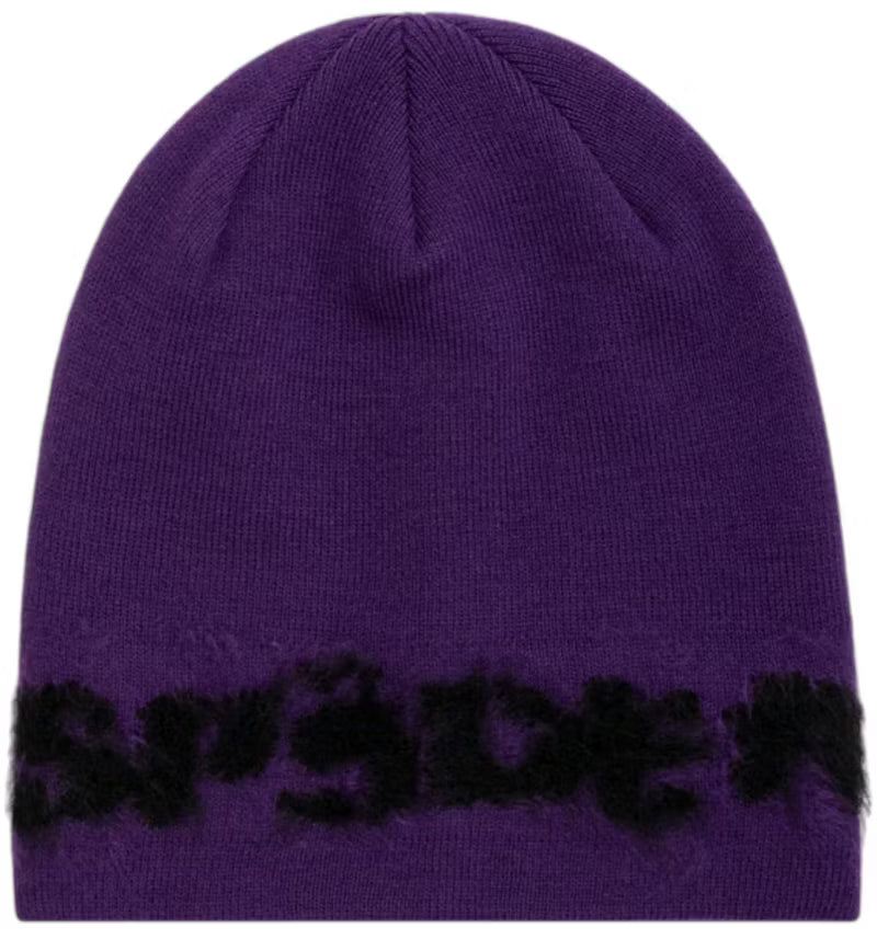 Sp5der Fuzzy Logo Mohair Beanie (Purple)