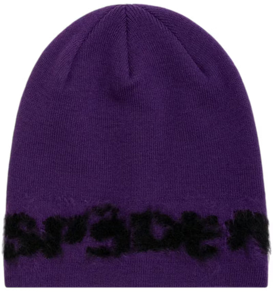 Sp5der Fuzzy Logo Mohair Beanie (Purple)
