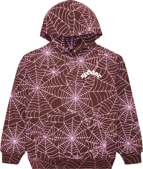 Sp5der AOP Brown Hoodie